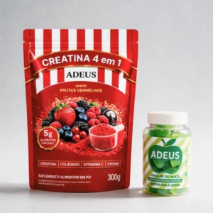 Kit Creatina Adeus 4 em 1 + Vinagre de Maça Adeus